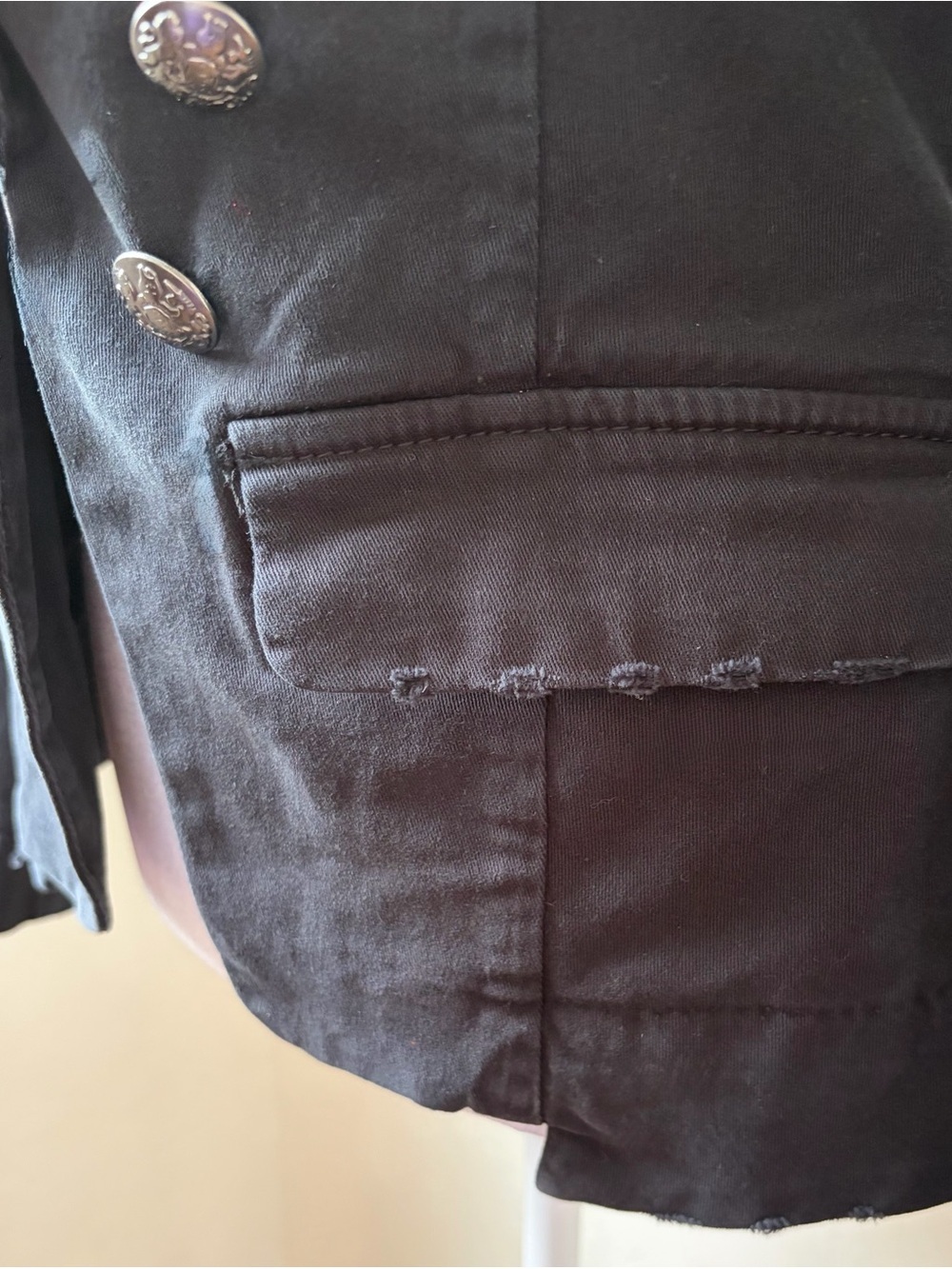 Free People Black Military Button Blazer Jacket XS - Picture 7 of 13